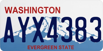 WA license plate AYX4383