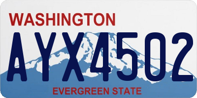 WA license plate AYX4502