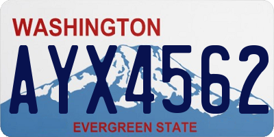 WA license plate AYX4562