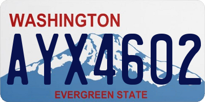 WA license plate AYX4602