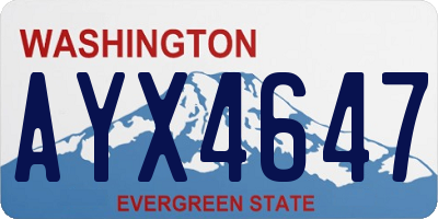 WA license plate AYX4647