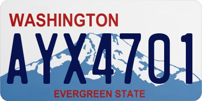 WA license plate AYX4701