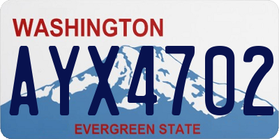 WA license plate AYX4702