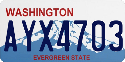 WA license plate AYX4703