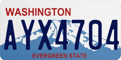 WA license plate AYX4704