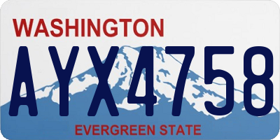 WA license plate AYX4758