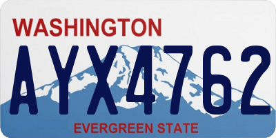 WA license plate AYX4762