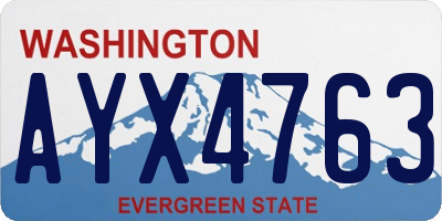 WA license plate AYX4763