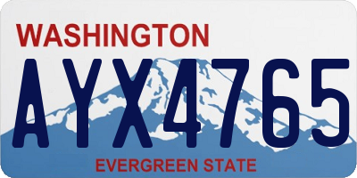 WA license plate AYX4765