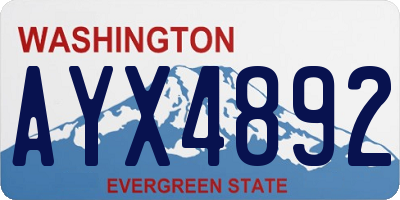 WA license plate AYX4892