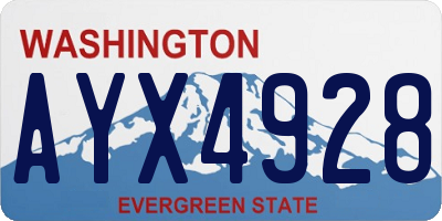 WA license plate AYX4928