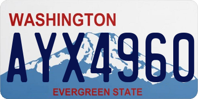 WA license plate AYX4960