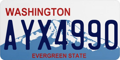 WA license plate AYX4990