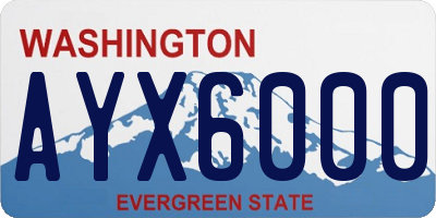 WA license plate AYX6000