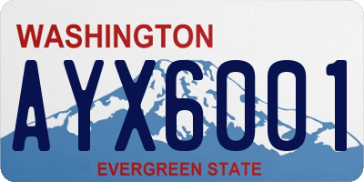 WA license plate AYX6001