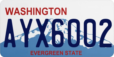 WA license plate AYX6002