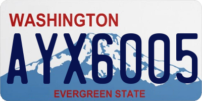 WA license plate AYX6005