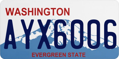 WA license plate AYX6006