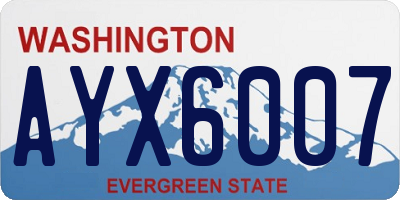 WA license plate AYX6007