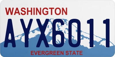 WA license plate AYX6011