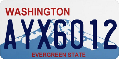 WA license plate AYX6012