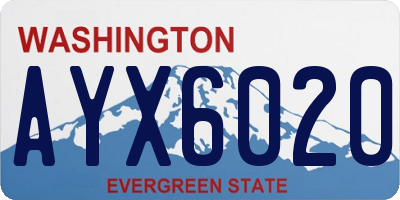 WA license plate AYX6020