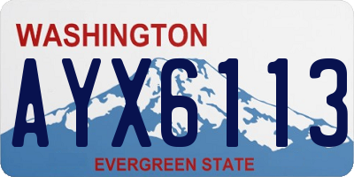 WA license plate AYX6113