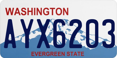 WA license plate AYX6203