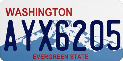 WA license plate AYX6205