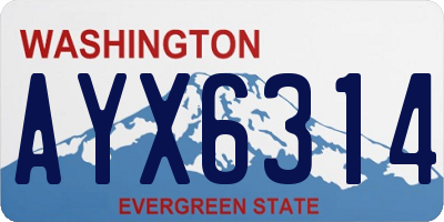 WA license plate AYX6314