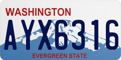 WA license plate AYX6316