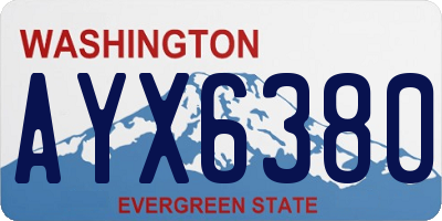 WA license plate AYX6380