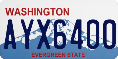 WA license plate AYX6400