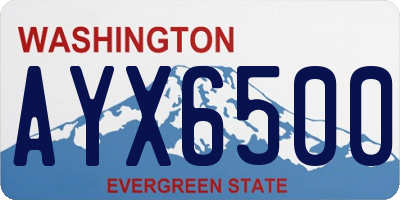 WA license plate AYX6500