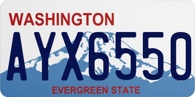 WA license plate AYX6550