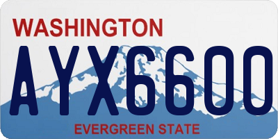 WA license plate AYX6600