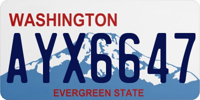 WA license plate AYX6647