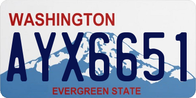 WA license plate AYX6651