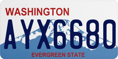 WA license plate AYX6680