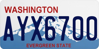 WA license plate AYX6700