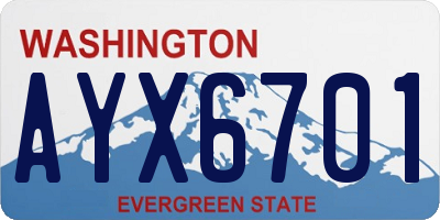 WA license plate AYX6701