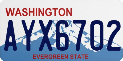 WA license plate AYX6702