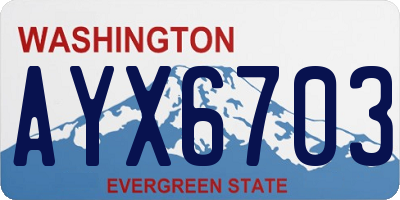 WA license plate AYX6703