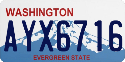 WA license plate AYX6716