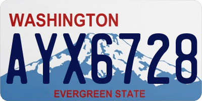 WA license plate AYX6728