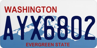 WA license plate AYX6802