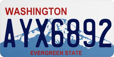 WA license plate AYX6892