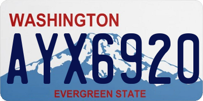 WA license plate AYX6920