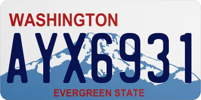 WA license plate AYX6931