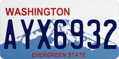 WA license plate AYX6932